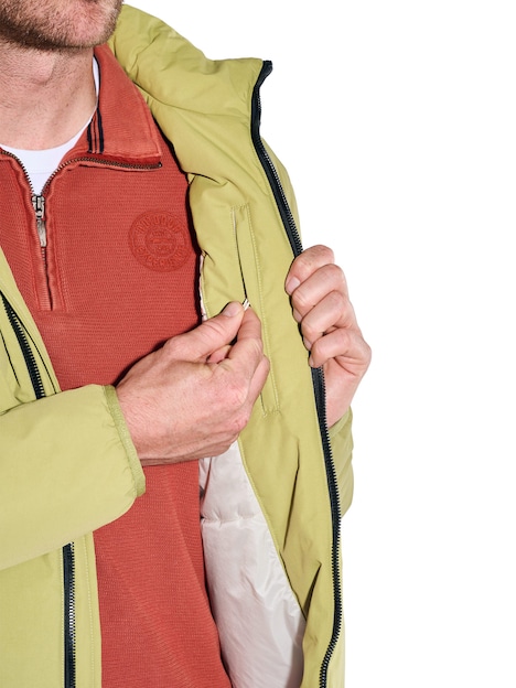 Herren Funktionsjacke mit Print-Futter aus Nylon , Khaki