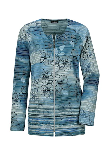 Jerseyjacke mit floralem Streifenmuster