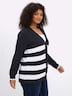 Cardigan Strickjacke mit Kontraststreifen Langarm Ohne Kragen