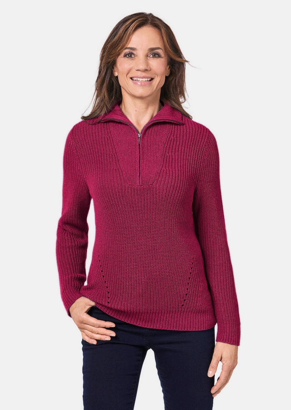 Pullover Sportiver Troyer mit Baumwollanteil