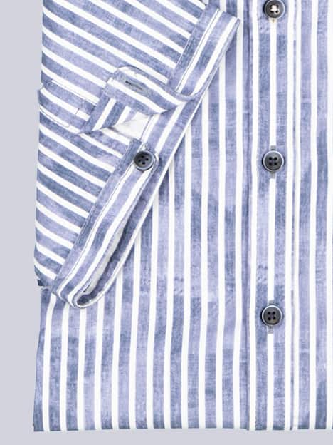 engbers Herren Kurzarm-Hemd gestreift , Saphirblau