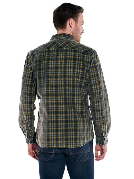 engbers Herren Langarm-Hemd kariert , Safrangelb