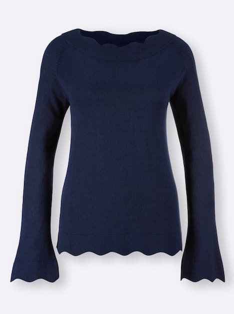 Pullover Langarm Jersey Uni Ohne Kragen