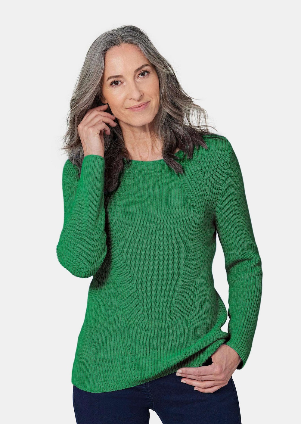 Figurschmeichelnder Pullover aus reiner Baumwolle