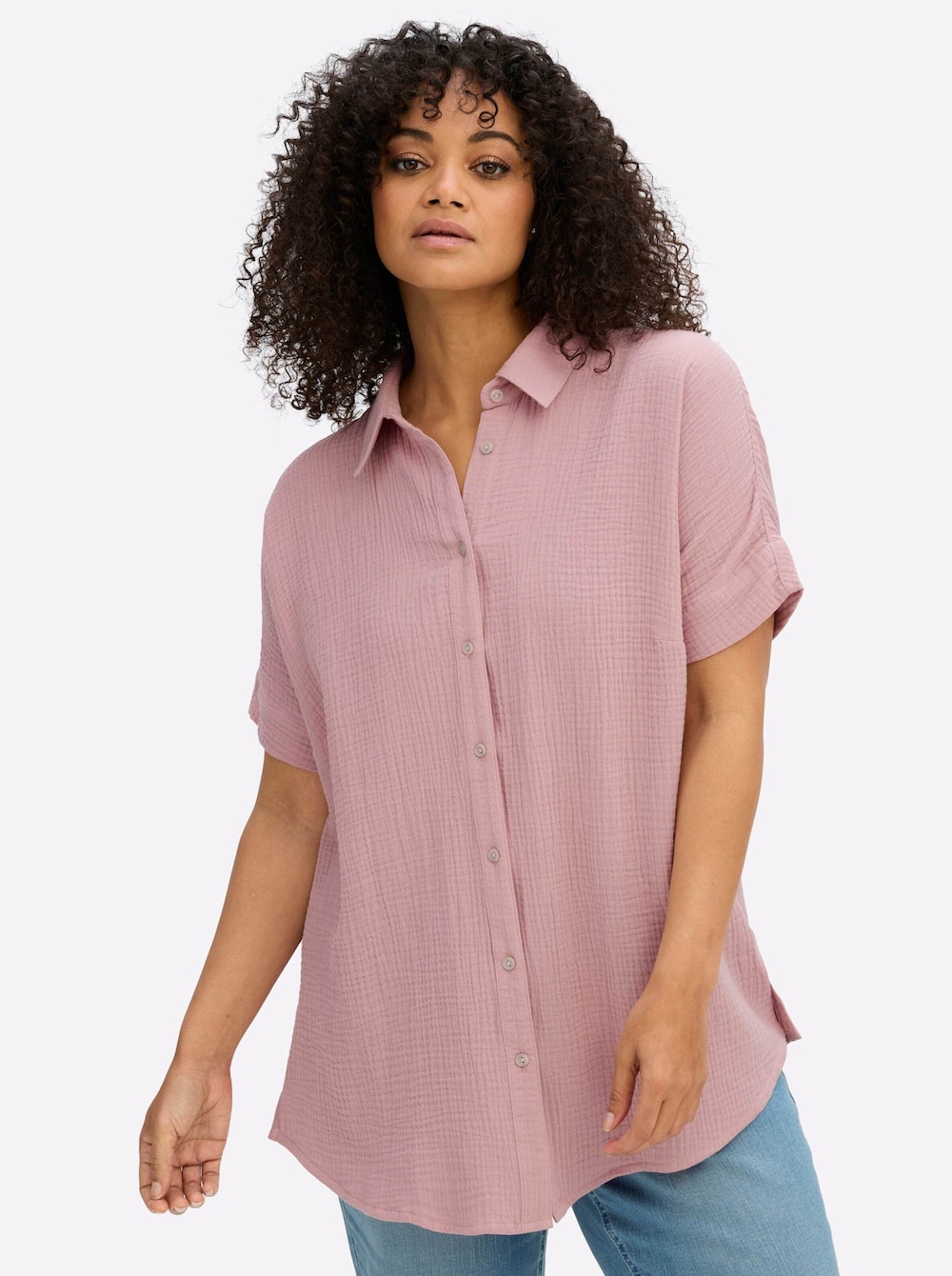 Hemdbluse Kurzarm Uni Hemdkragen