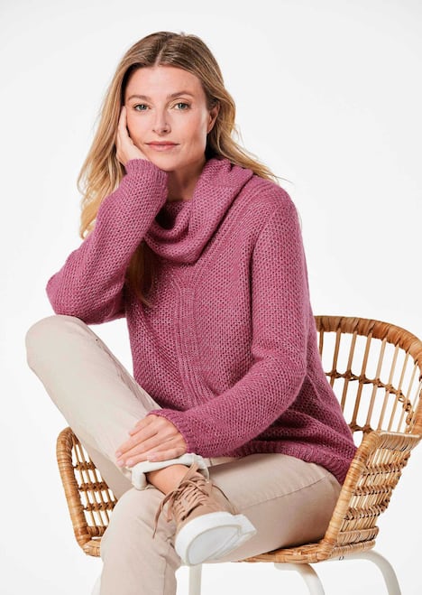 Strickpullover mit interessanter Struktur und Glitzergarn