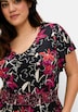 Jerseykleid Kurzarm Blumen Ohne Kragen