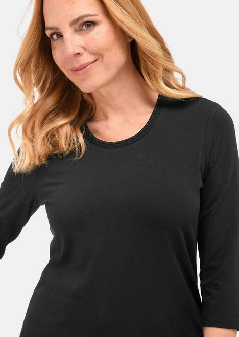 Geschmücktes Rundhalsshirt aus Pima-Baumwolle