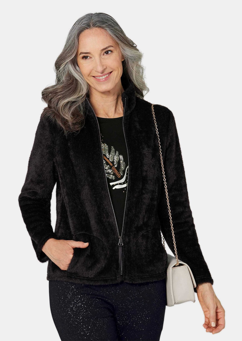Teddyjacke mit Glanzeffekt