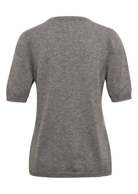 Kaschmir-Halbarmpullover mit Rundhals