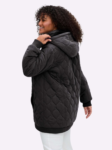 Steppjacke Blousonjacke mit Wellensteppung, warm wattiert Langarm Stehkragen
