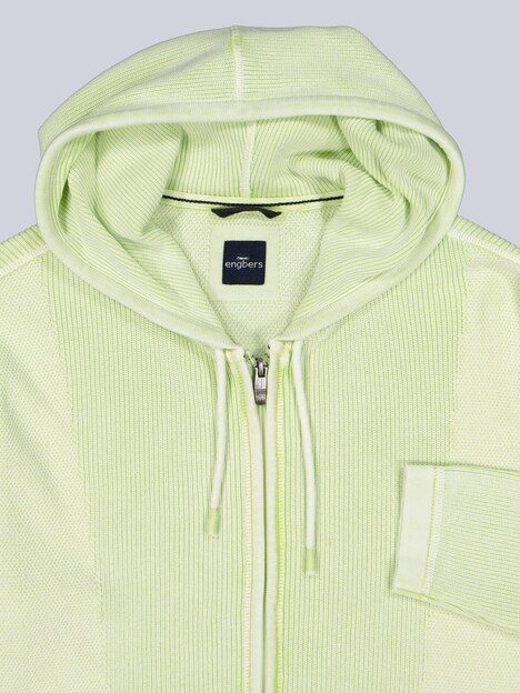 Herren Cardigan mit Kapuze , Hellgruen