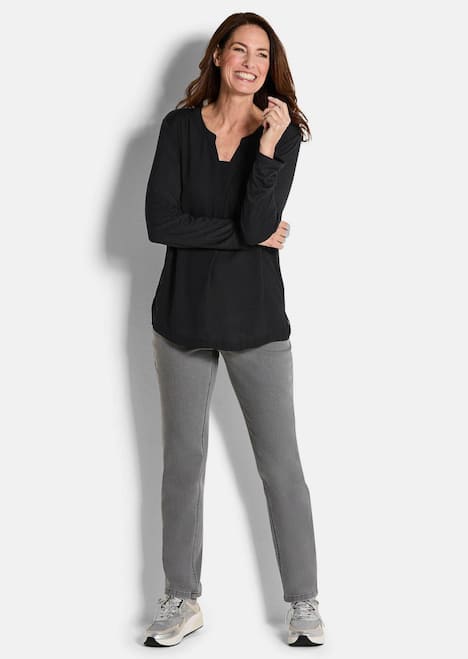 GOLDNER Blouseshirt Blouseshirt met chiffon inzet