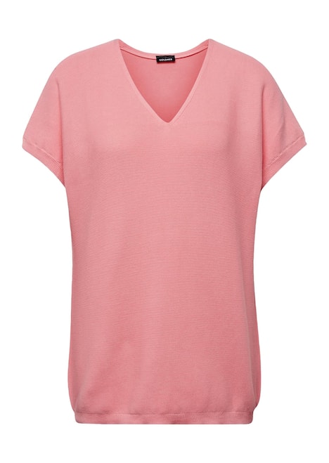 GOLDNER Trui Katoenen pullover met V-hals en korte mouwen