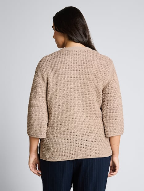 Tom Tailor Women PLUS Pullover & Strickjacken Plus Size - Loose Fit Strickpullover mit Lochmuster