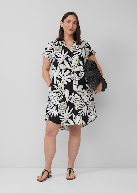 Blusenkleid aus Leinenmix mit Eingrifftaschen