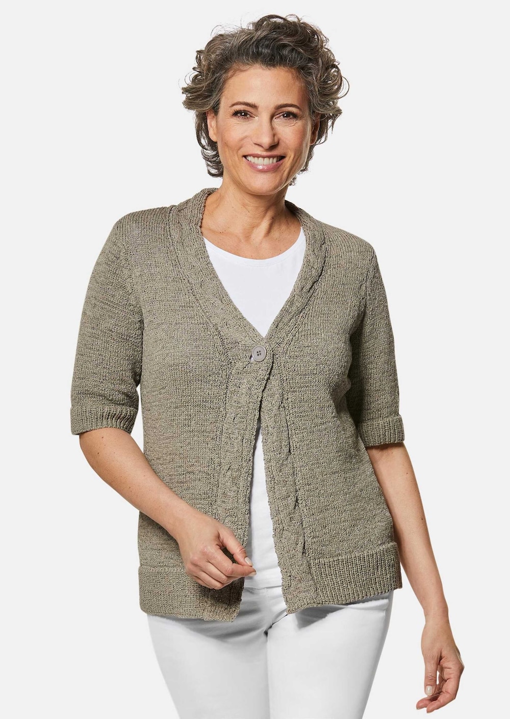Bändchengarn-Strickjacke mit schönen Details