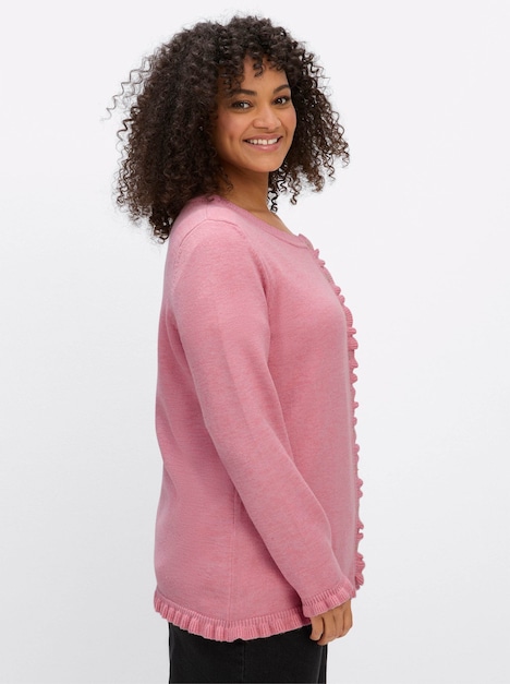 Cardigan Cardigan mit verspielten Volants Langarm Volantkragen