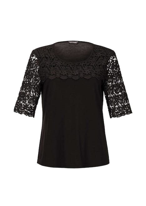 Viskose-Blusenshirt mit Spitze