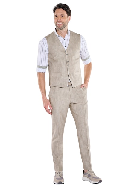 Herren Sakko-Weste in Leinen-Optik Regular , Beige