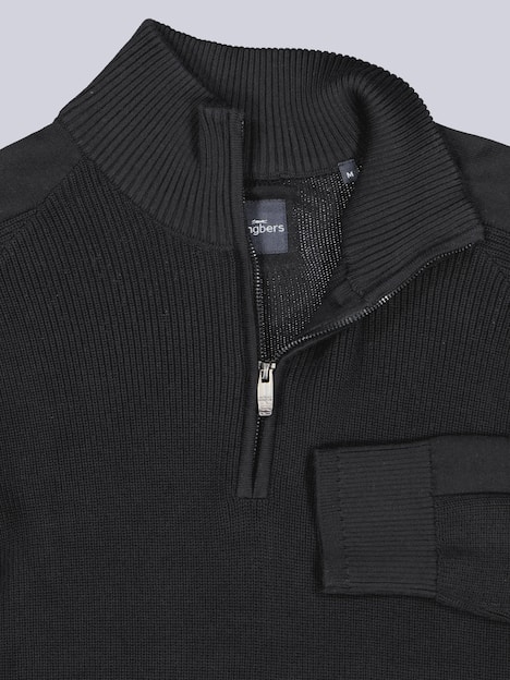 engbers Herren Pullover mit Troyerkragen , Schwarz
