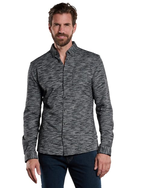 engbers Herren Langarm-Hemd meliert , Anthrazit