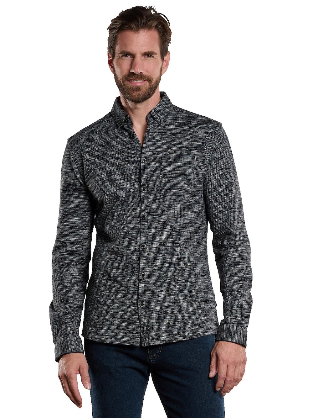 engbers Herren Langarm-Hemd meliert , Anthrazit