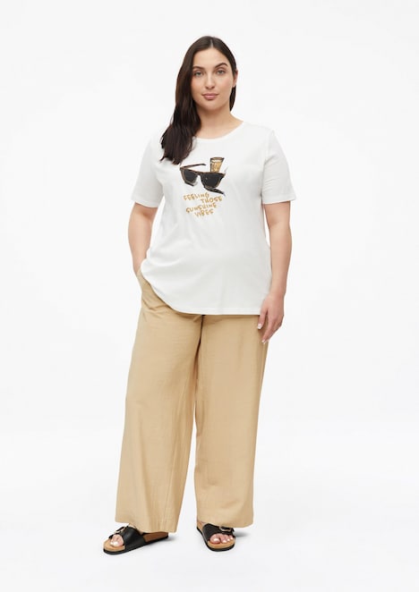 T-Shirt mit Print und Schmuckdetails