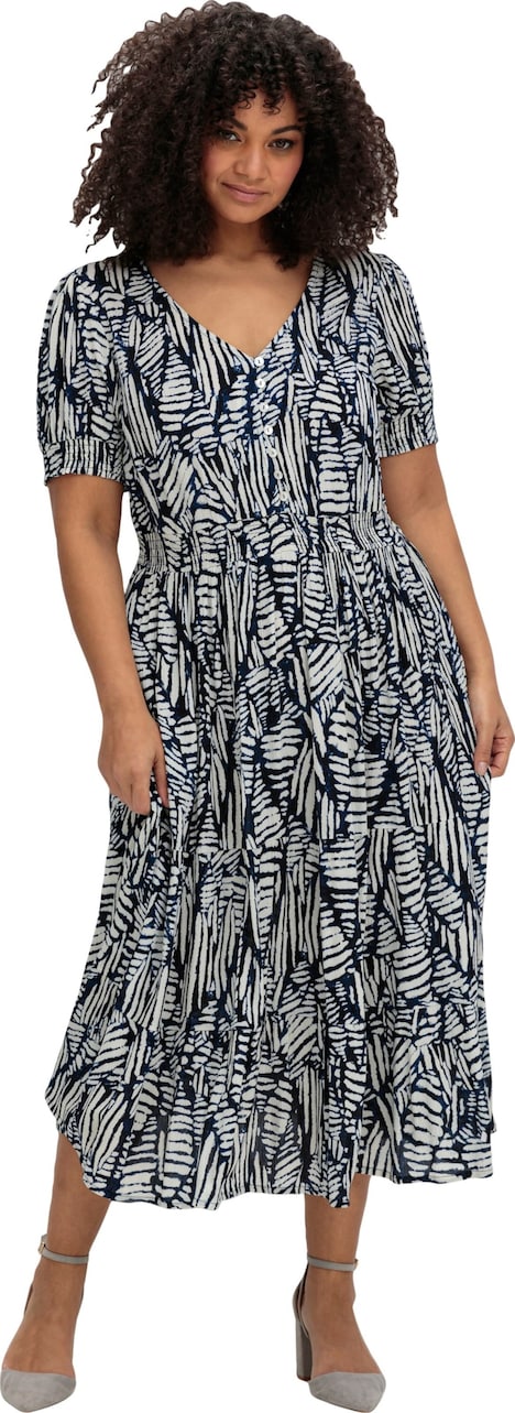 Kleid Kurzarm Print Ohne Kragen