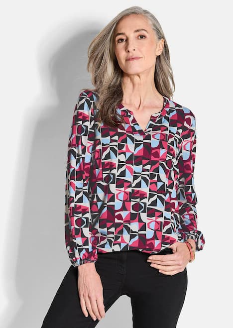 Jersey-Shirt im eleganter Blusen-Optik