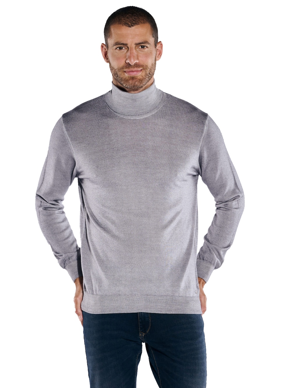 engbers Herren Pullover mit Rollkragen , Silbergrau
