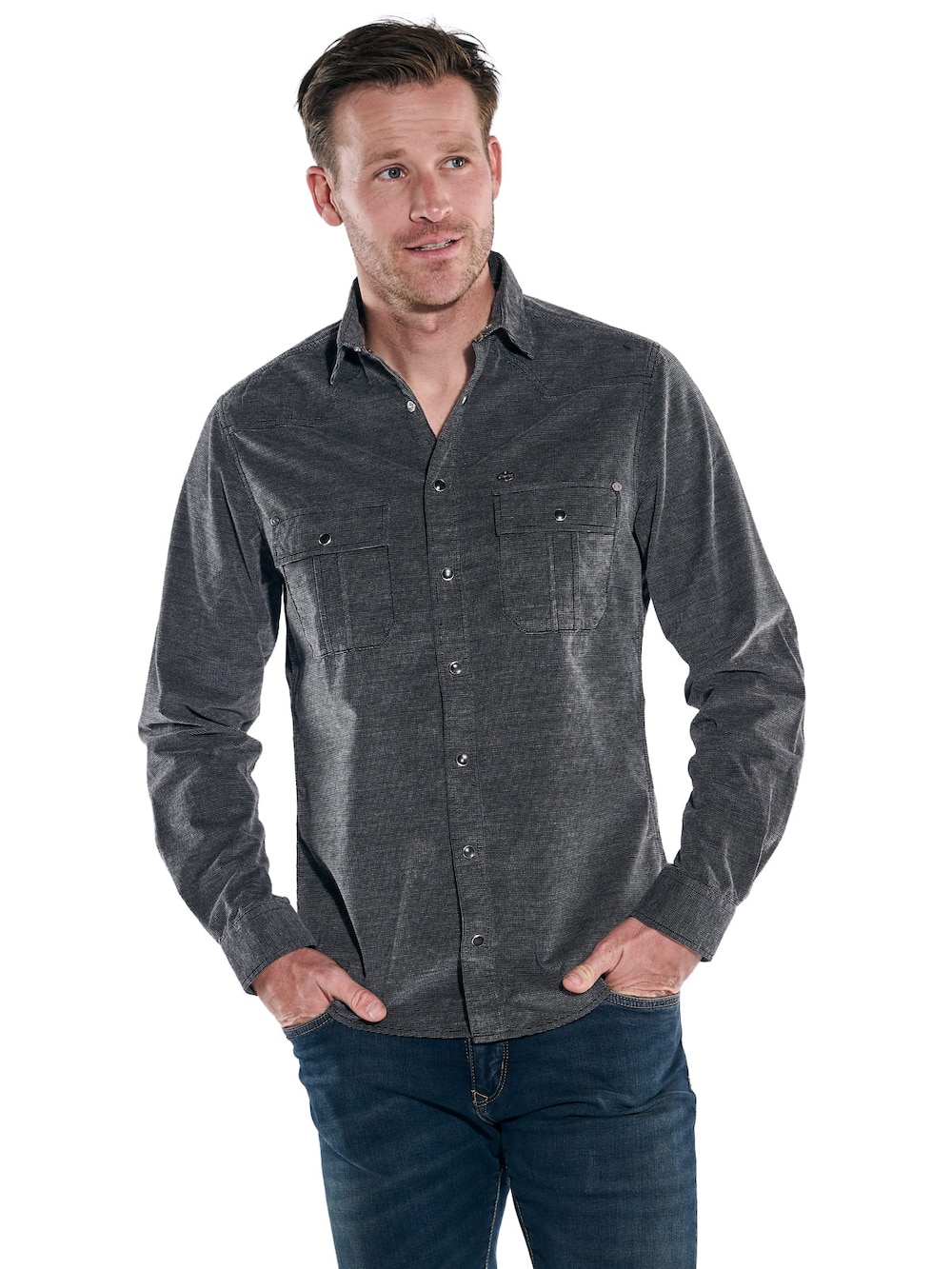 engbers Herren Hemd uni , Schwarz