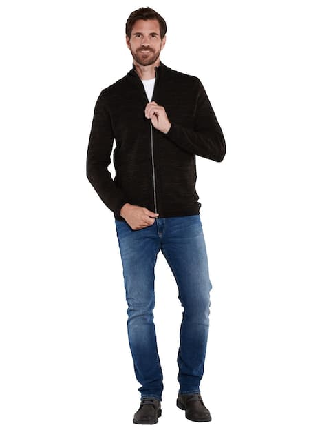 engbers Herren Cardigan uni , Schwarzbraun