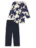Schiesser Damen Pyjama Comfort weiß,blau