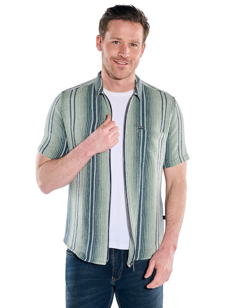 Herren Kurzarm-Overshirt in Strickoptik , Gruen