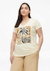 T-Shirt mit offenen Kanten in Flammgarnstruktur