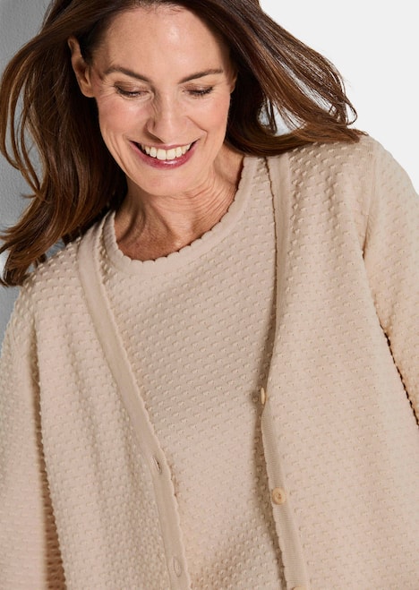 Baumwoll-Feinstrickjacke, Langarm