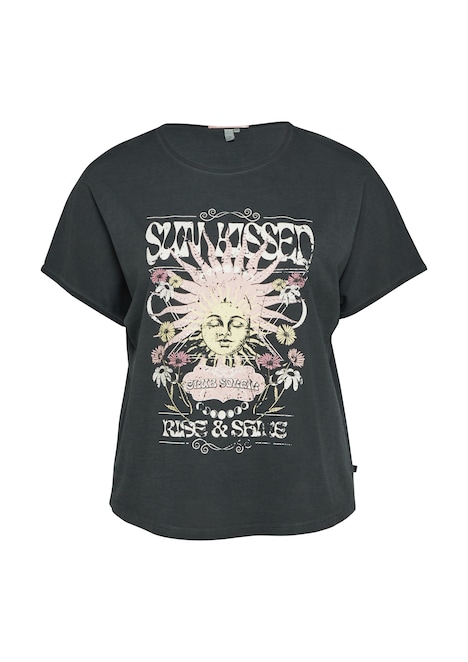 Gewaschenes Oversize-Shirt mit Frontprint
