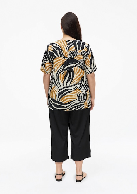 Strukturierte Viskosemix-Bluse mit All-over-Print
