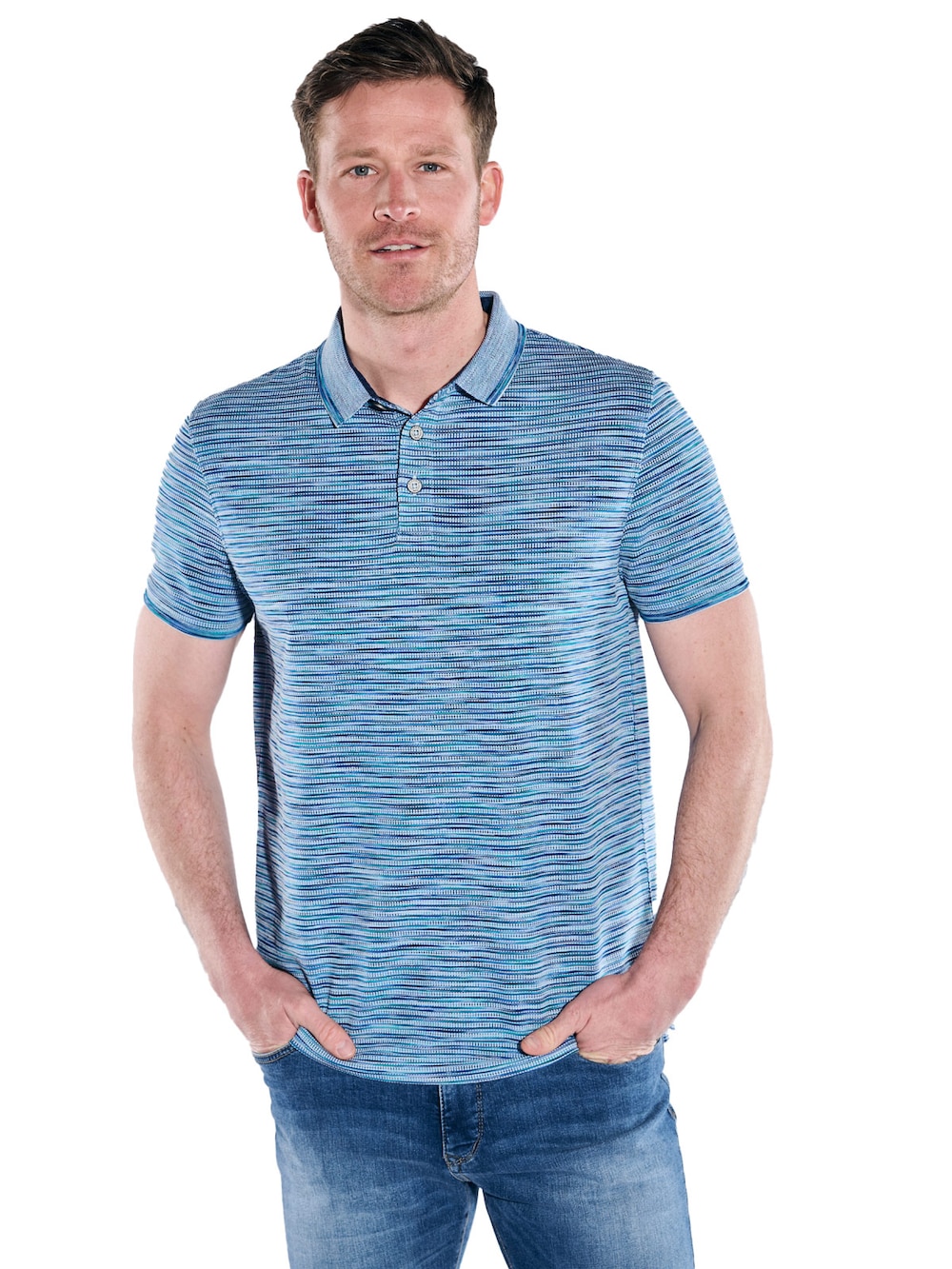 Herren Polo-Shirt meliert , Hellblau