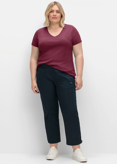 T-Shirt Kurzarm Uni Ohne Kragen