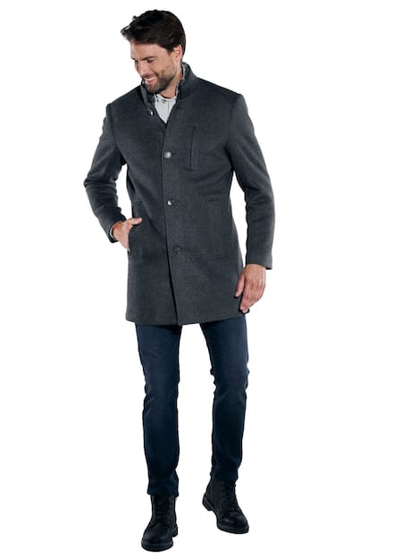 engbers Herren Mantel mit Inlet , Schwarz
