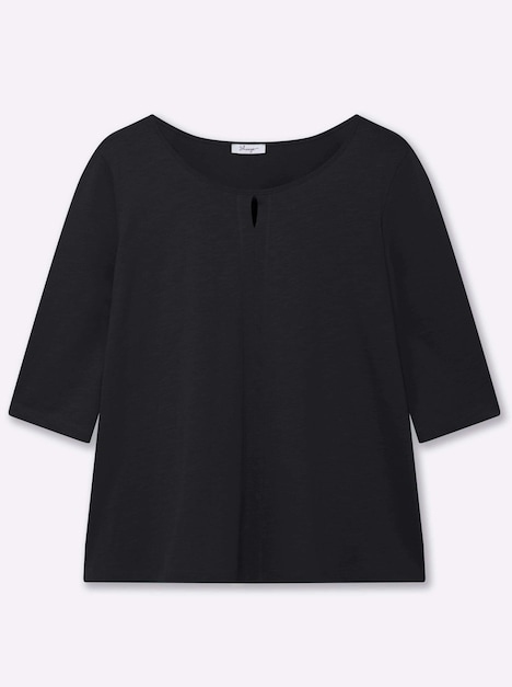 3/4-Arm-Shirt 3/4-Arm-Shirt mit Cut-out vorn 3/4-Arm Uni Ohne Kragen