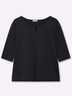 3/4-Arm-Shirt 3/4-Arm-Shirt mit Cut-out vorn 3/4-Arm Uni Ohne Kragen