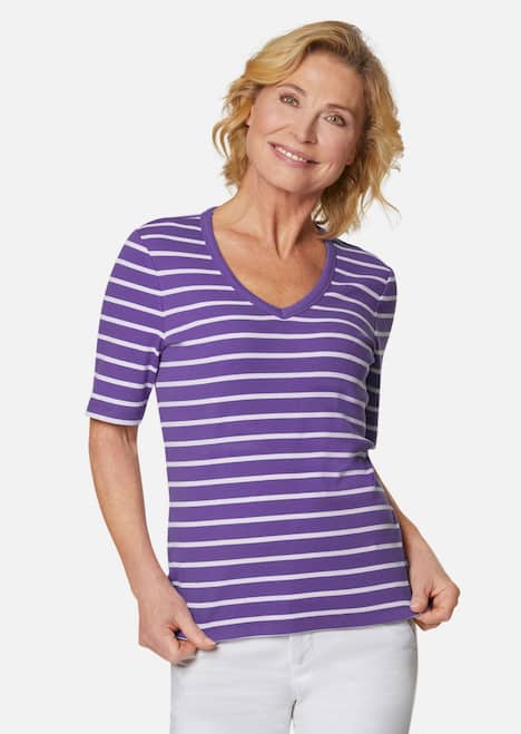 Shirt met ingewerkte strepen van zachte interlock