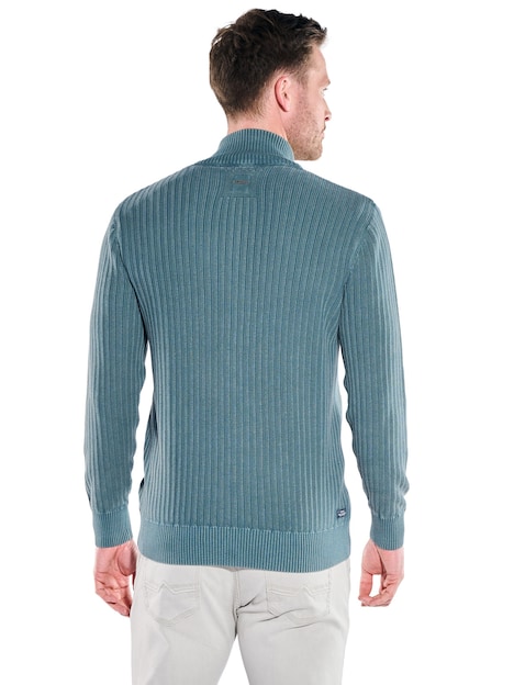 Herren Strick-Cardigan in Jacquard-Struktur , Petrolblau