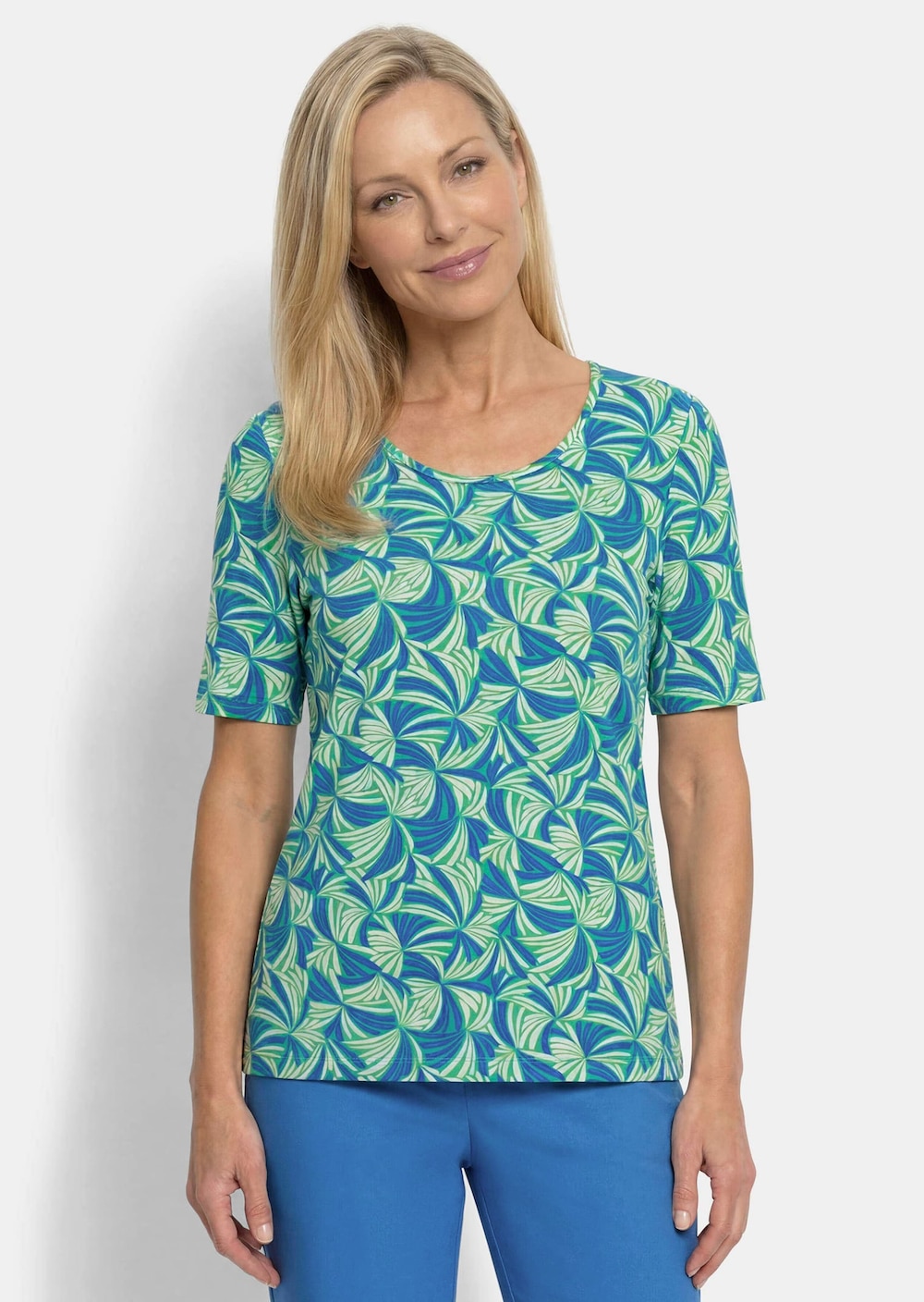 Viskoseshirt mit Blättermuster