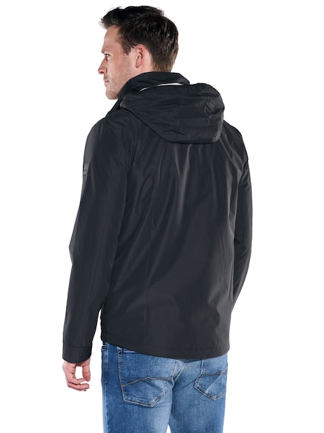 Herren Funktionsjacke mit abnehmbarer Kapuze , Schwarz