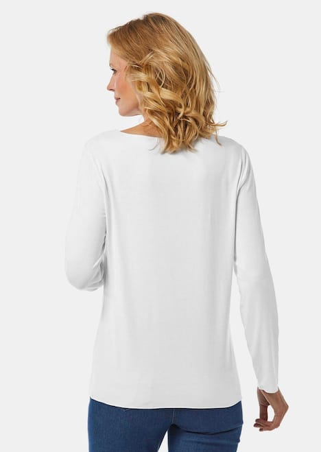 Langarmshirt mit tonaler Zierkante