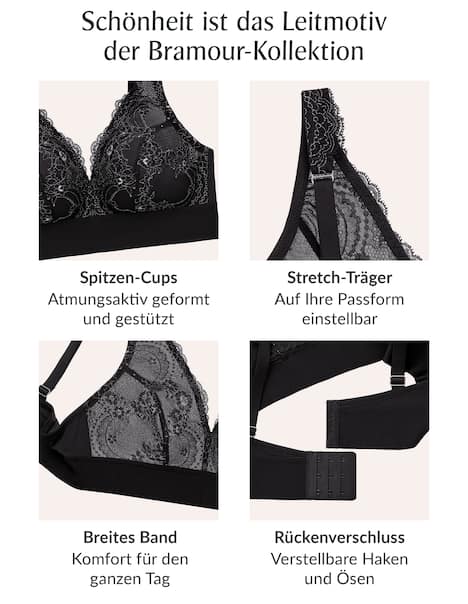 Bramour Lexington Plunge-Bralette mit Spitze
